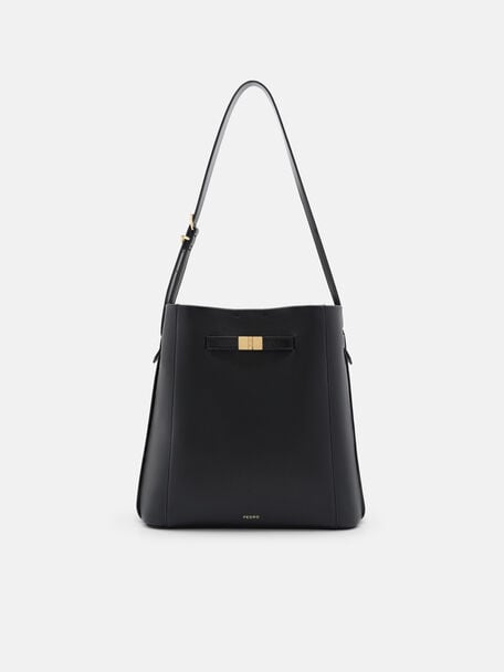 Tas Bucket Kulit Jatte dengan Sabuk, , hi-res