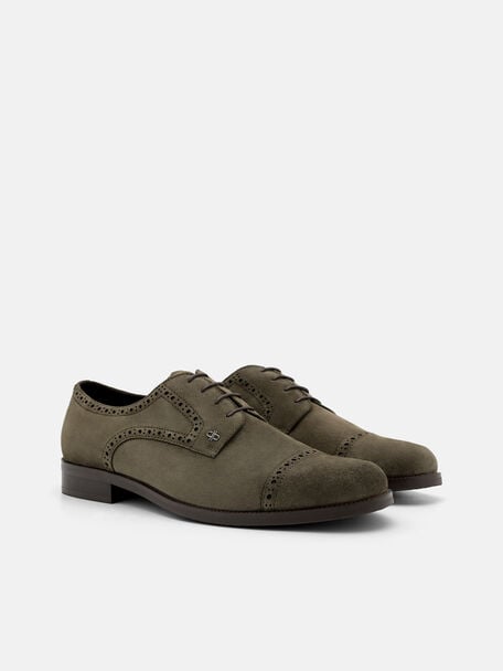 Suede Brogue Derby Shoes, , hi-res