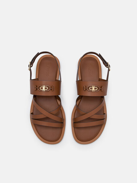 PEDRO Icon Leather Heel Sandals, Black