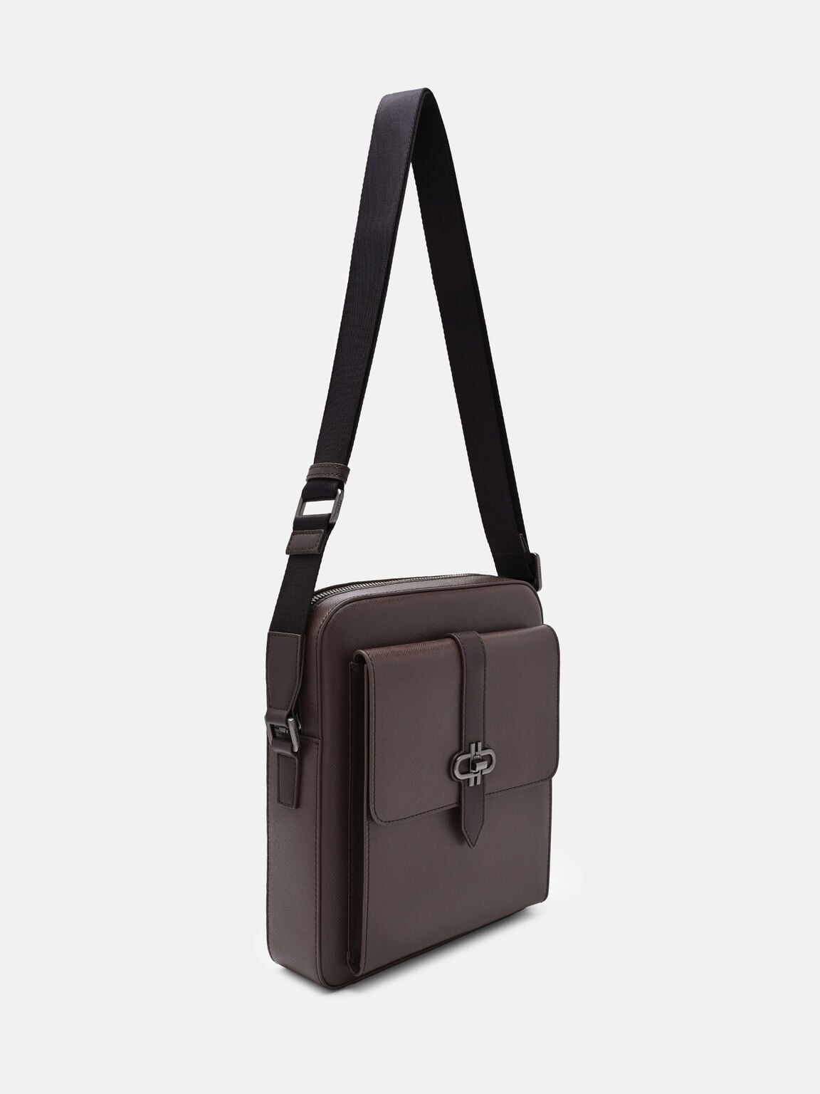 Boxy Saffiano Leather Crossbody Bag, , hi-res