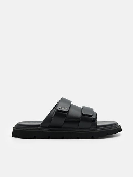Velcro Slide Sandals, Black, hi-res