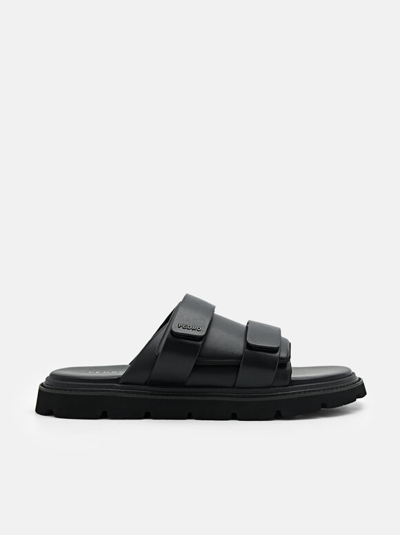 Velcro Slide Sandals, Black, hi-res