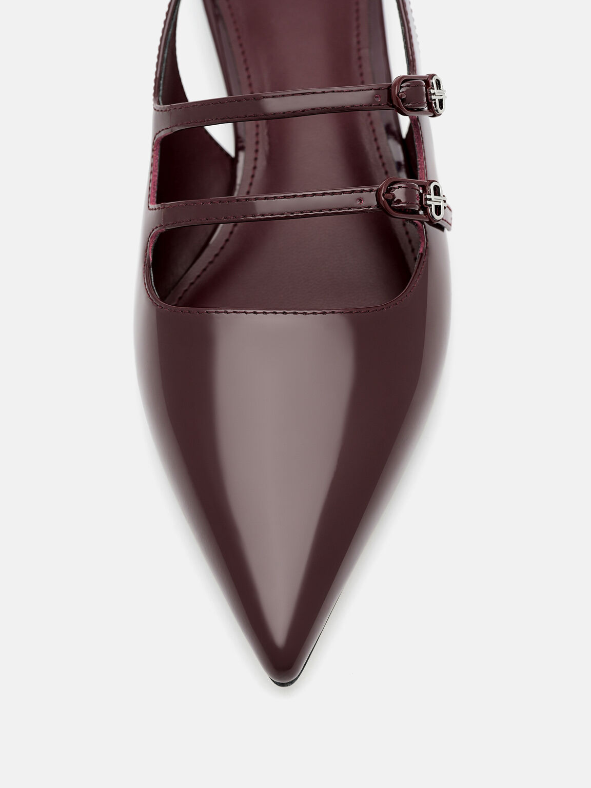 Flat Balerina Slingback Kulit Paten, , hi-res