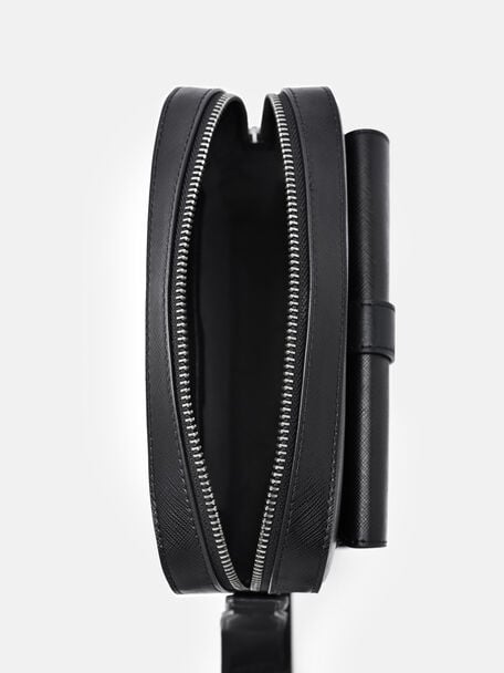 Boxy Saffiano Leather Crossbody Bag, , hi-res