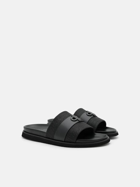 Woven Slide Sandals, , hi-res