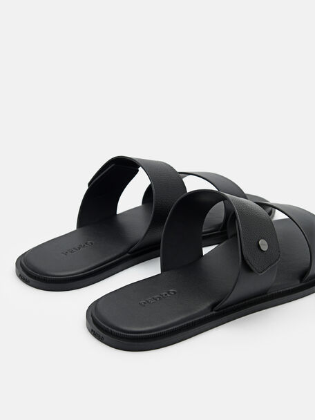 PEDRO Icon Leather Heel Sandals, Black