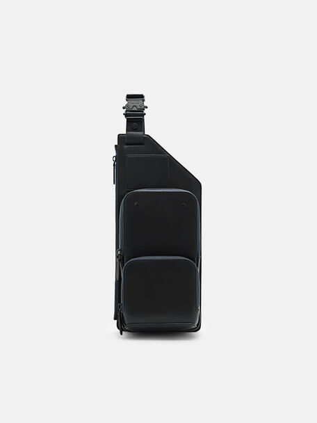 Leather Sling Pouch, Black, hi-res