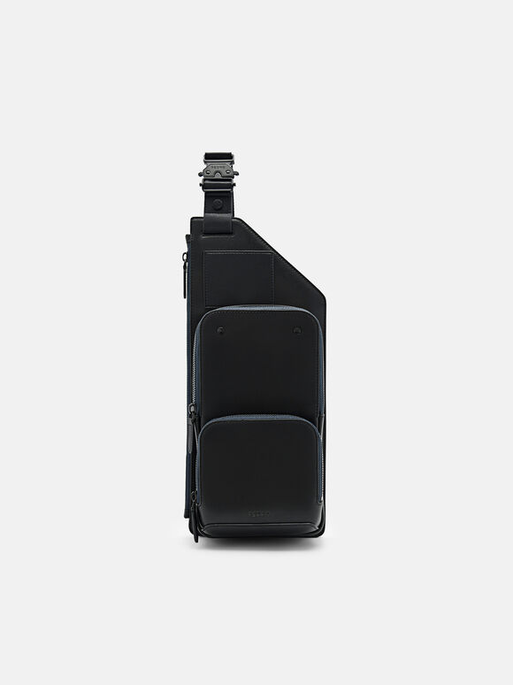 Leather Sling Pouch, Black, hi-res