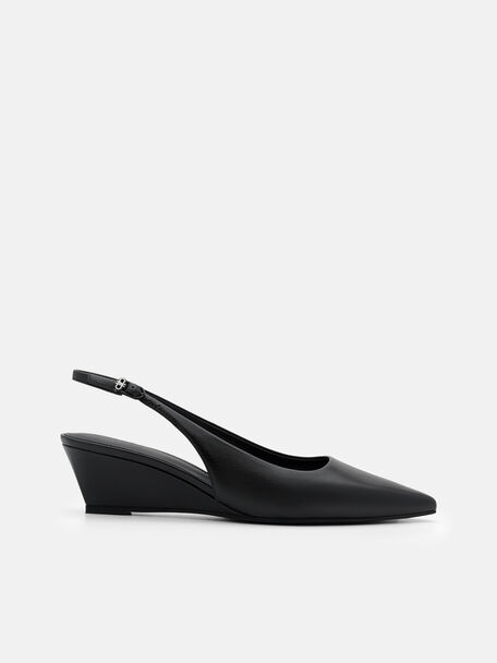 Sepatu Pumps Slingback Wedge Kulit Adena, , hi-res