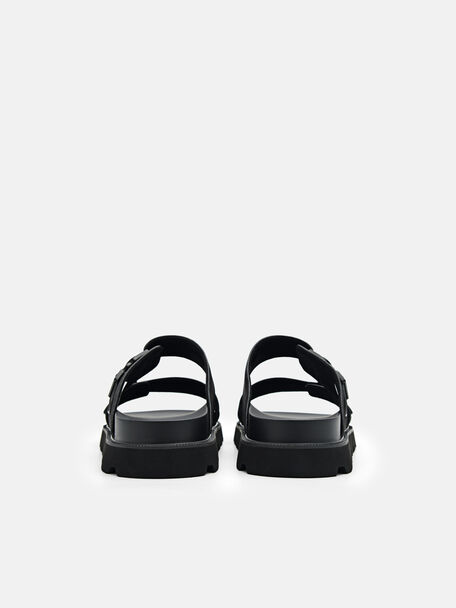PEDRO Icon Leather Heel Sandals, Black