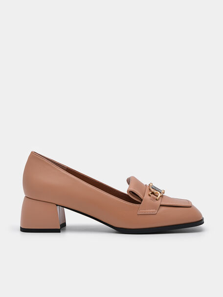 Jean Leather Heel Pumps, Camel, hi-res