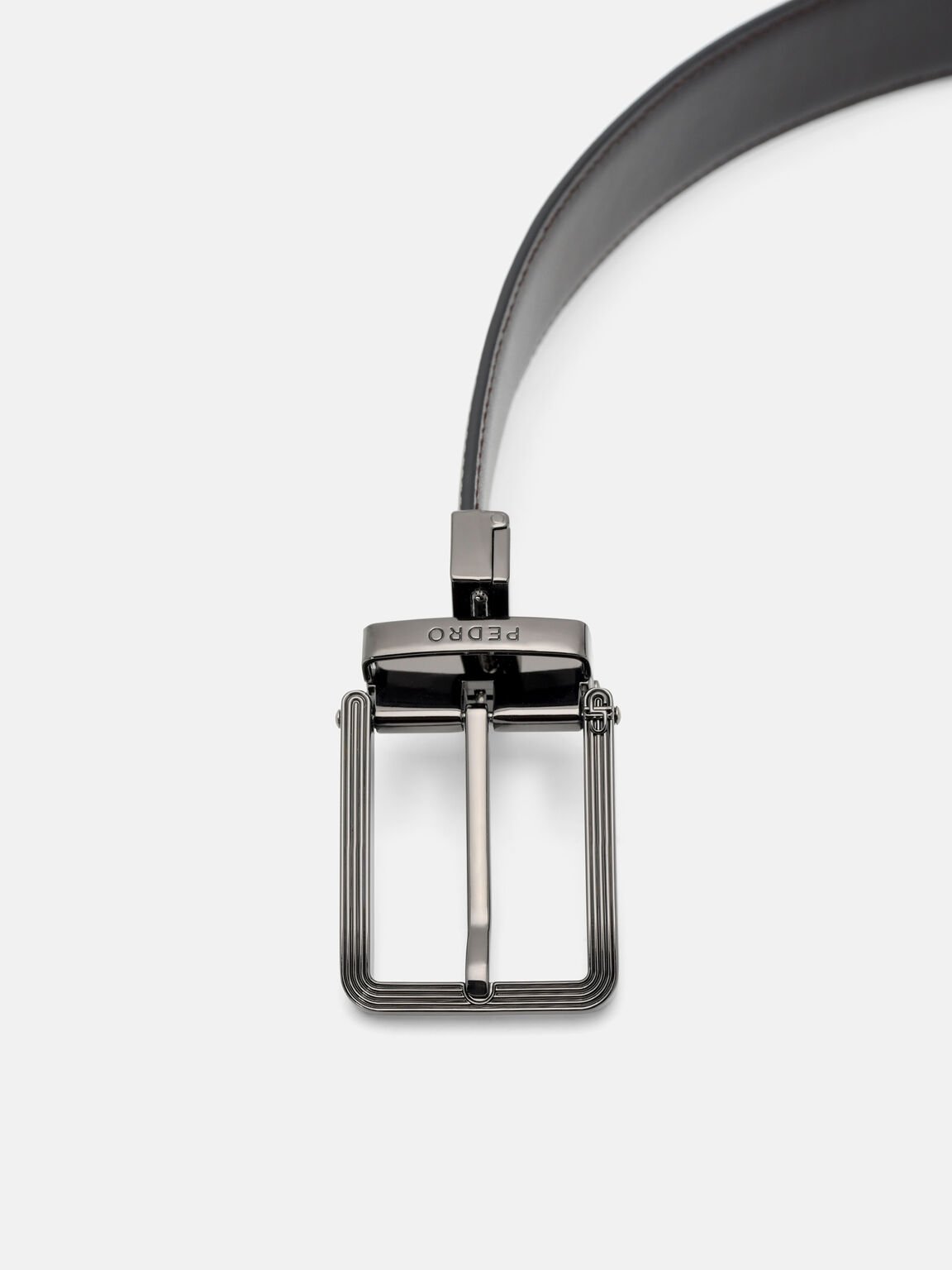 Ikat Pinggang Kulit Reversibel dengan Gesper Pin, , hi-res