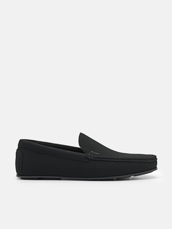 Knitted Fabric Loafers, Black, hi-res