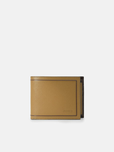 Saffiano Leather Bi-Fold Wallet with Insert, Cognac, hi-res
