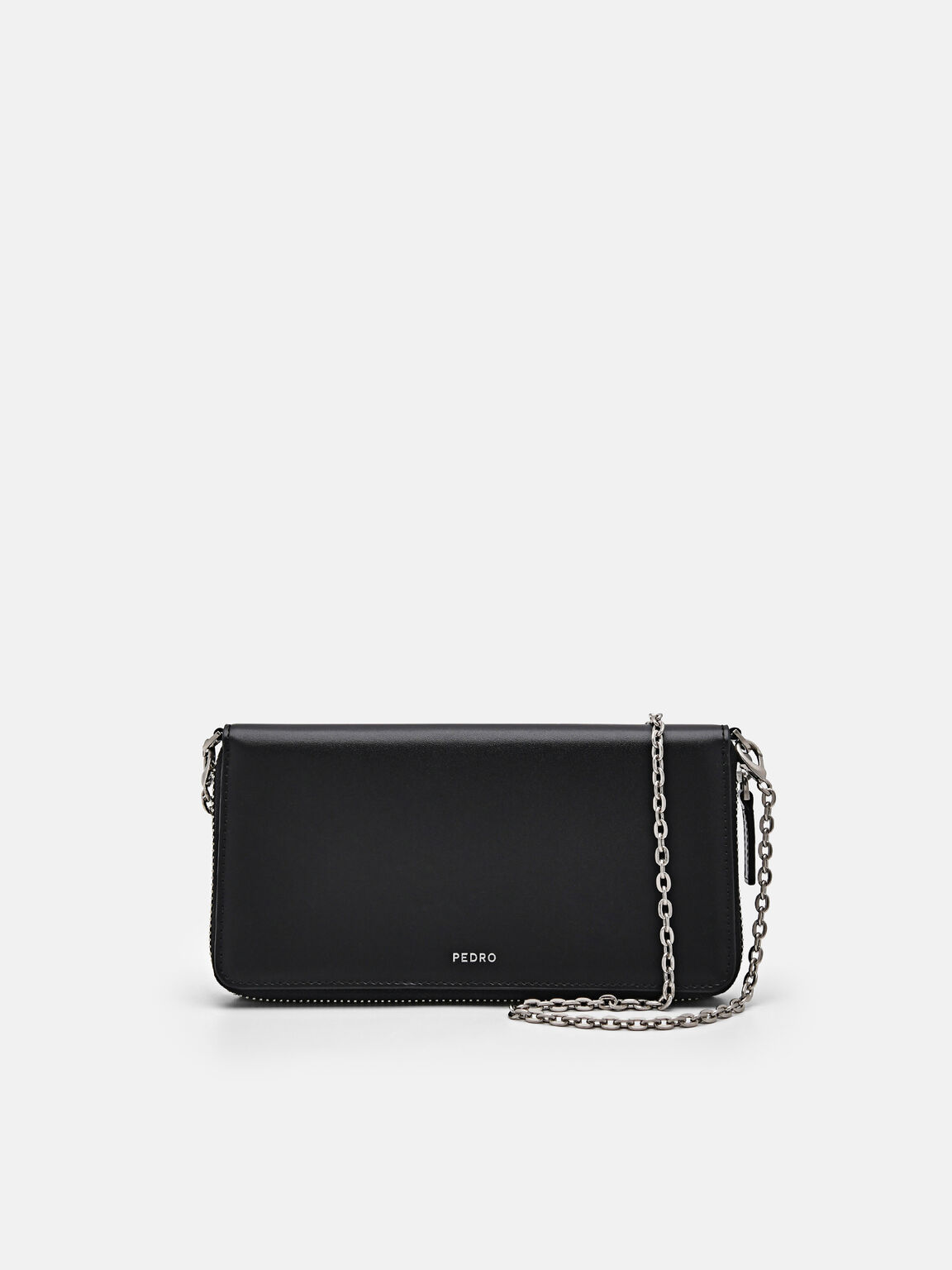 Leather Chain Wallet, Black, hi-res