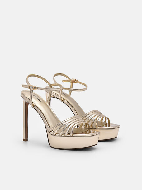 PEDRO Icon Leather Heel Sandals, Black