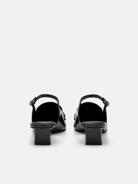 PEDRO Icon Leather Heel Sandals, Black