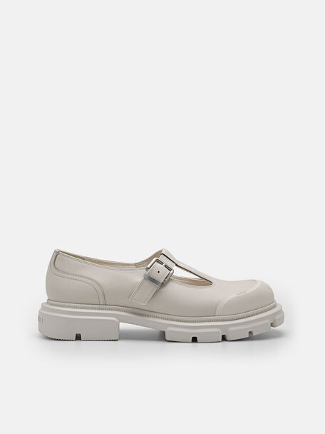 Sepatu Pantofel Kulit Ellis, Chalk