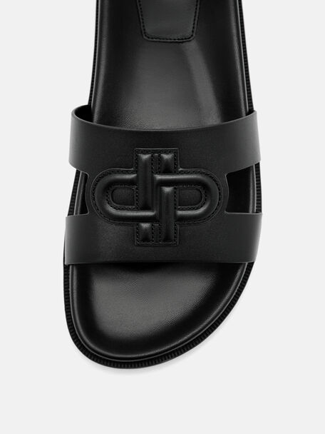 PEDRO Icon Leather Heel Sandals, Black