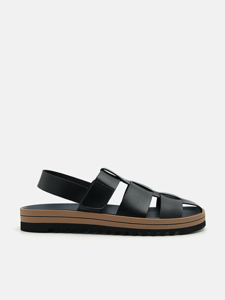 George Caged Sandals, Black, hi-res