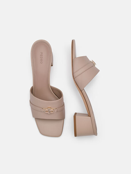 PEDRO Icon Leather Heel Sandals, Black