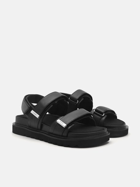 PEDRO Icon Leather Heel Sandals, Black