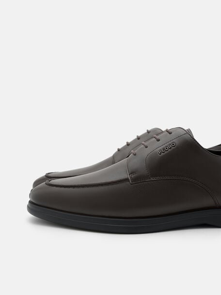 Sepatu Derby Kulit dengan Efek Burnish, , hi-res