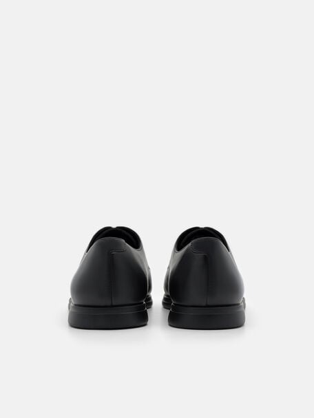 Sepatu Derby Kulit dengan Efek Burnish, , hi-res
