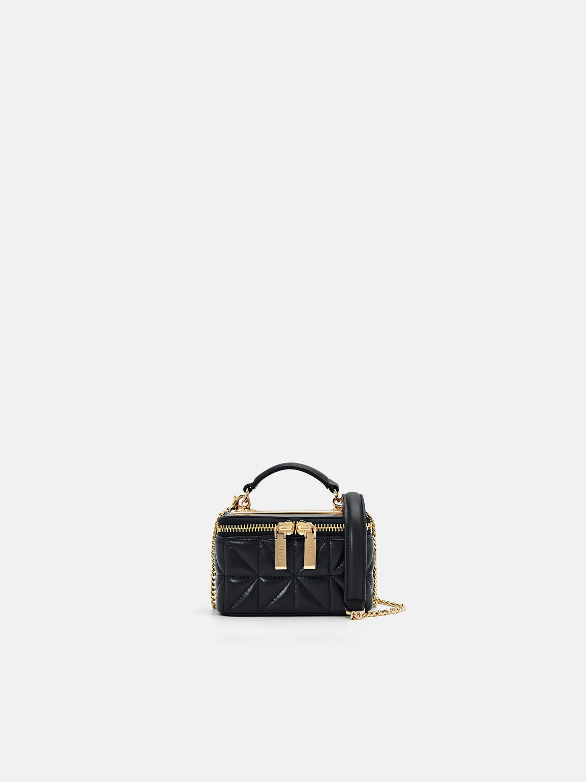 Ari Leather Mini Vanity Case in Pixel, Black, hi-res