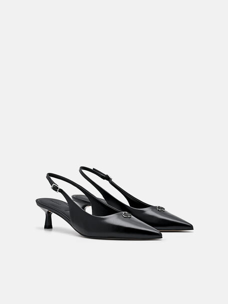 PEDRO Icon Leather Heel Sandals, Black