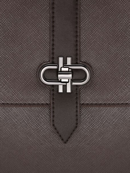 Boxy Saffiano Leather Crossbody Bag, , hi-res