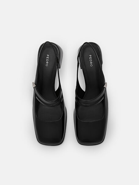 PEDRO Icon Leather Heel Sandals, Black