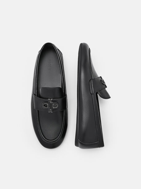 PEDRO Icon Leather Heel Sandals, Black