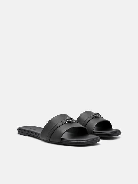 PEDRO Icon Leather Heel Sandals, Black