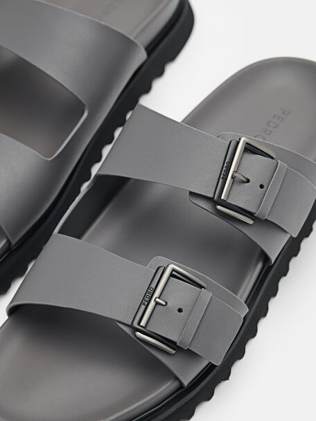 PEDRO Icon Leather Heel Sandals, Black