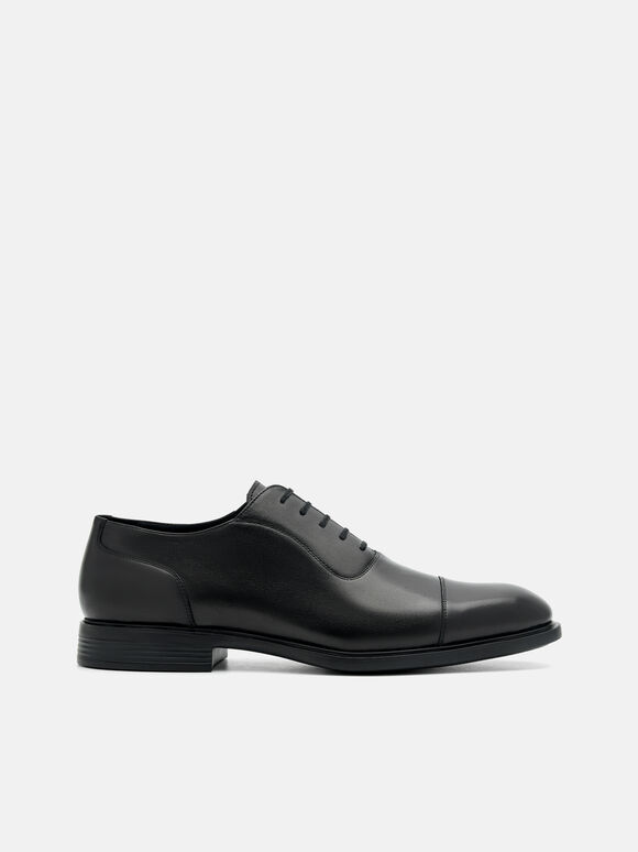 Altitude Lightweight Burnished Leather Oxford Shoes, Black, hi-res