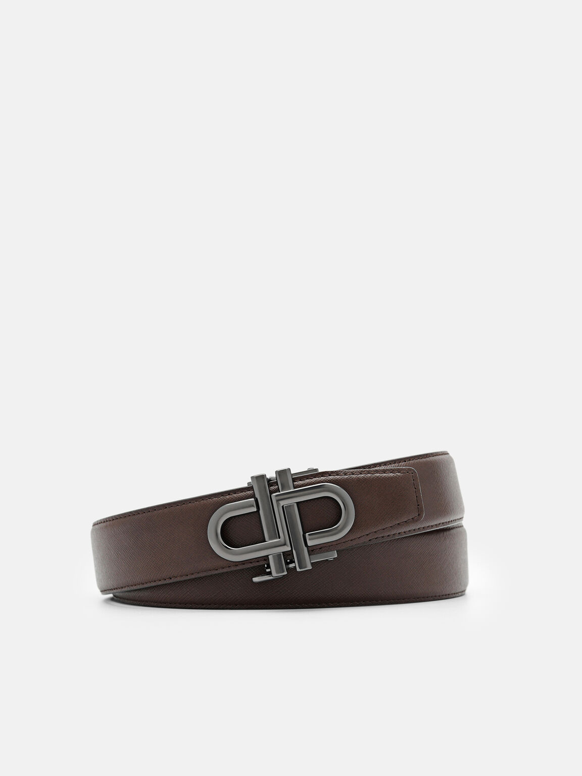 PEDRO Icon Saffiano Leather Automatic Belt, Dark Brown, hi-res