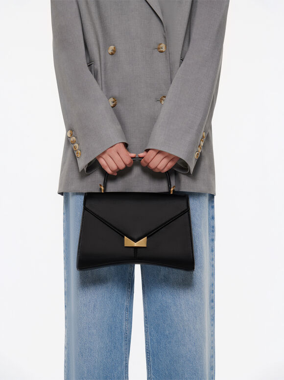 Marion Handbag, Black, hi-res