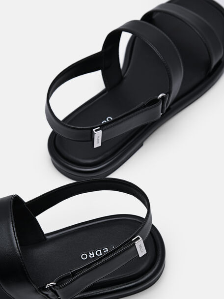 PEDRO Icon Leather Heel Sandals, Black