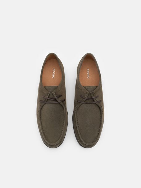Suede Moc-Toe Derby Shoes, , hi-res