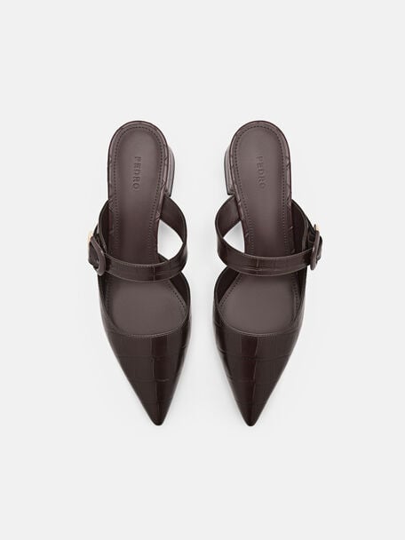 PEDRO Icon Leather Heel Sandals, Black