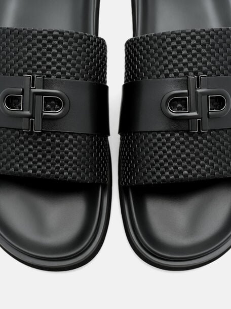 Woven Slide Sandals, , hi-res