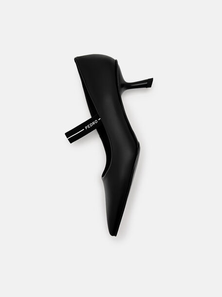 PEDRO Icon Leather Heel Sandals, Black