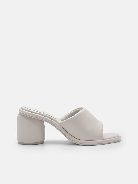 Sandal Tumit Kulit Meissa, Chalk