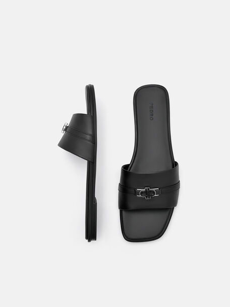 PEDRO Icon Leather Heel Sandals, Black