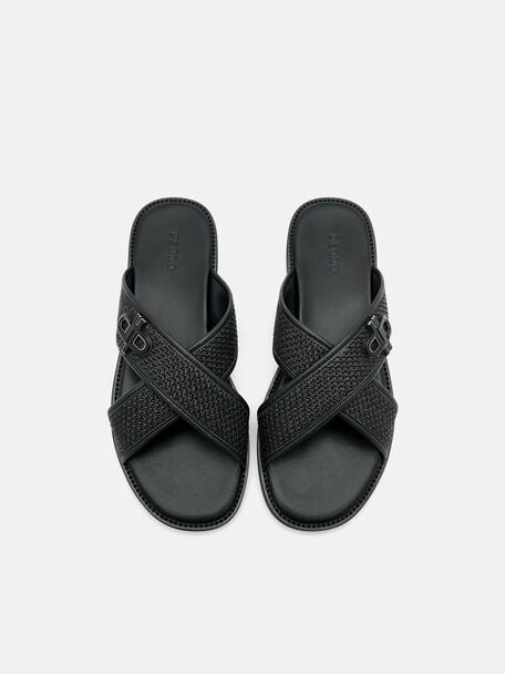 PEDRO Icon Leather Heel Sandals, Black