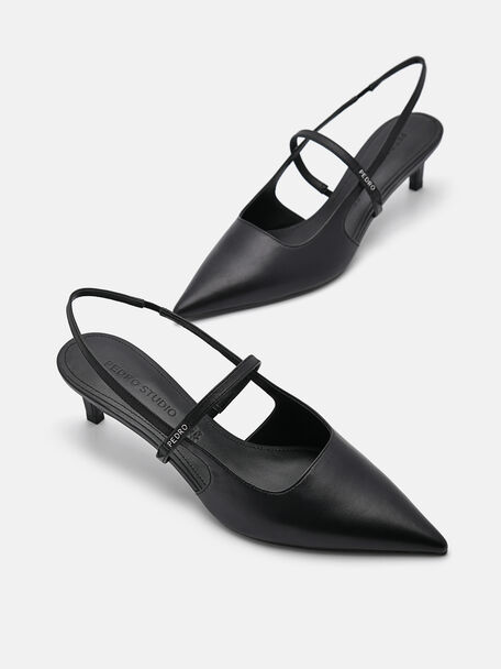 PEDRO Icon Leather Heel Sandals, Black