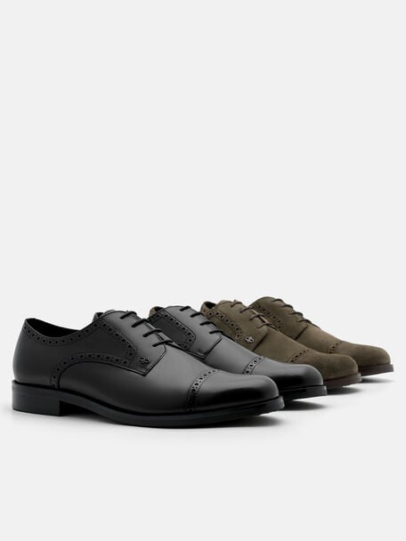 Suede Brogue Derby Shoes, , hi-res
