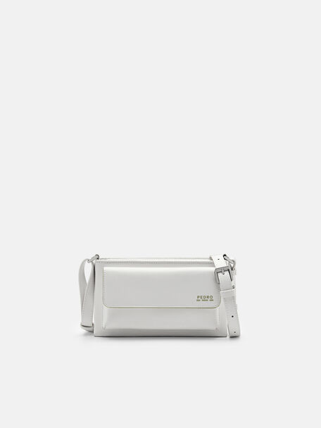 rePEDRO Recycled Leather Mini Sling Bag, White, hi-res
