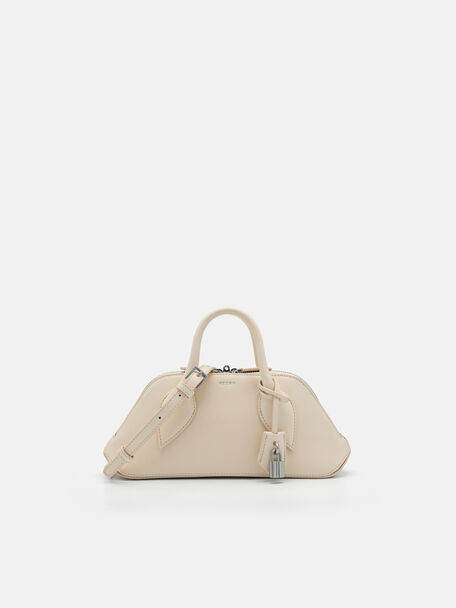 Trapezoid Handbag, Chalk, hi-res